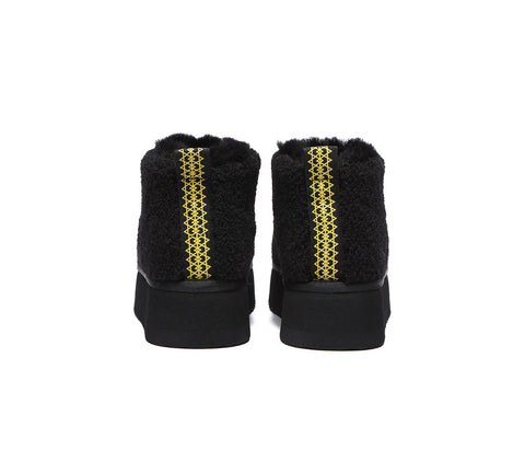 UGG Boots - EVERAU® UGG Sheepskin Wool Plush Ankle Platform Boots Ultra Teddycozy