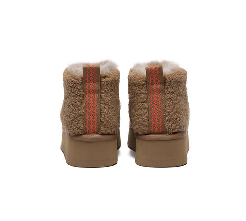 UGG Boots - EVERAU® UGG Sheepskin Wool Plush Ankle Platform Boots Ultra Teddycozy