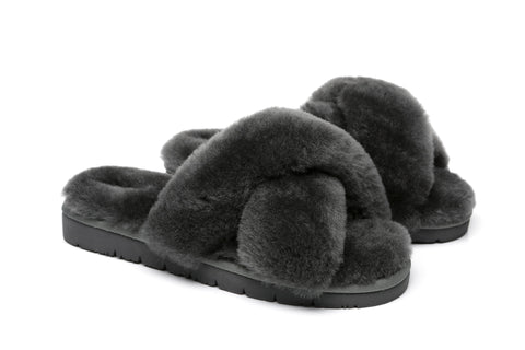 UGG Boots - Leanna Scuff Women Fluff Crossover Slides