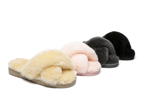 UGG Boots - Leanna Scuff Women Fluff Crossover Slides