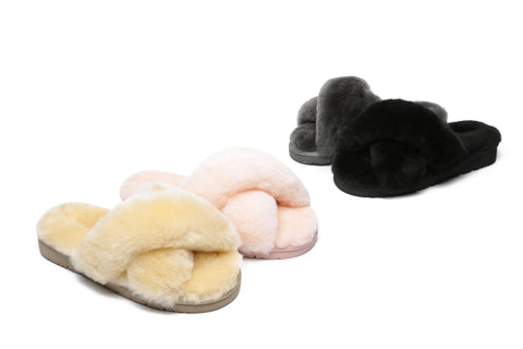 UGG Boots - Leanna Scuff Women Fluff Crossover Slides