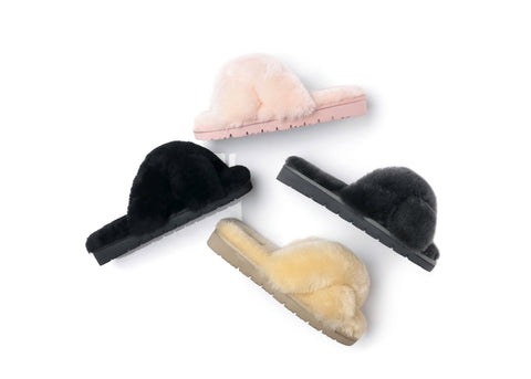 UGG Boots - Leanna Scuff Women Fluff Crossover Slides