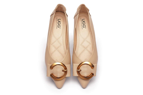 UGG Boots - Pari Pointed Toe Ballet Flat With Metal Buckle Décor
