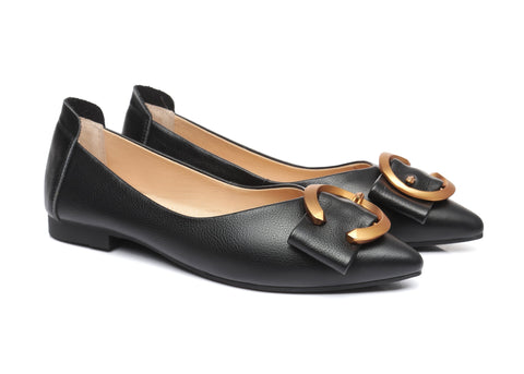 UGG Boots - Pari Pointed Toe Ballet Flat With Metal Buckle Décor