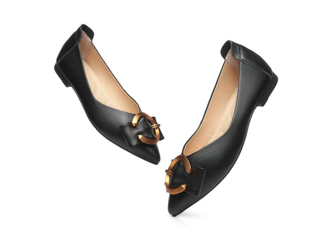 UGG Boots - Pari Pointed Toe Ballet Flat With Metal Buckle Décor