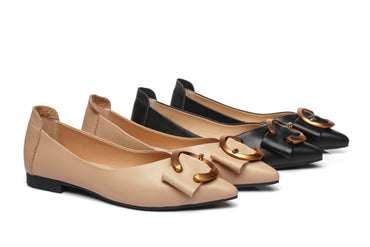 UGG Boots - Pari Pointed Toe Ballet Flat With Metal Buckle Décor