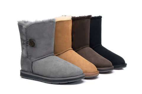 Australian Shepherd® UGG Boots Australia Premium Double Face Sheepskin Short Button,Water Resistant