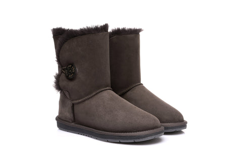Australian Shepherd® UGG Boots Australia Premium Double Face Sheepskin Short Button,Water Resistant
