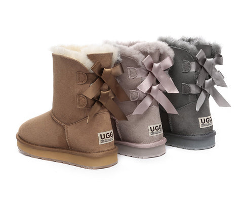 UGG Boots - Urban UGG Boots Double Faced Sheepskin Short Back Bow