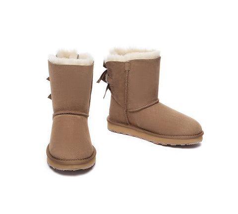 UGG Boots - Urban UGG Boots Double Faced Sheepskin Short Back Bow