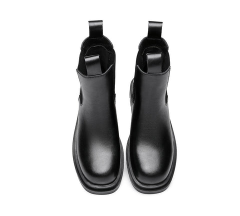 UGG Boots - Women Black Boots Block Heel Leather Lining Vanya