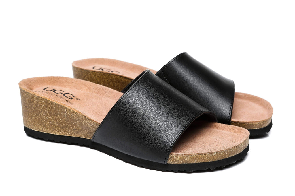 UGG Boots - Women Sandals Megan Platform Leather Wedge Slides