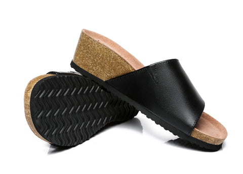 UGG Boots - Women Sandals Megan Platform Leather Wedge Slides