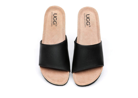 UGG Boots - Women Sandals Megan Platform Leather Wedge Slides