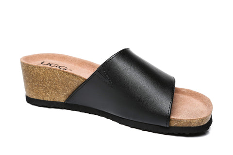 UGG Boots - Women Sandals Megan Platform Leather Wedge Slides