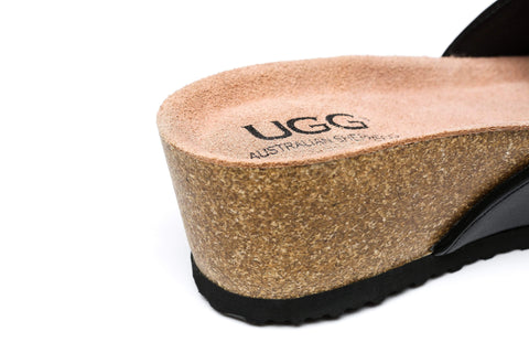 UGG Boots - Women Sandals Megan Platform Leather Wedge Slides