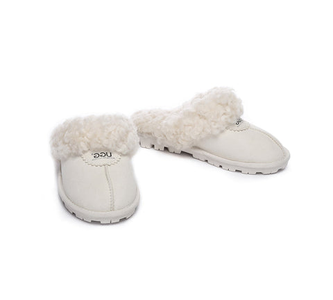 UGG Slippers - AS UGG Slipper Double Faced Sheepskin Waffle Curly