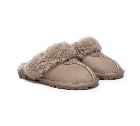 UGG Slippers - AS UGG Slipper Double Faced Sheepskin Waffle Curly