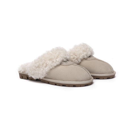 UGG Slippers - AS UGG Slipper Double Faced Sheepskin Waffle Curly