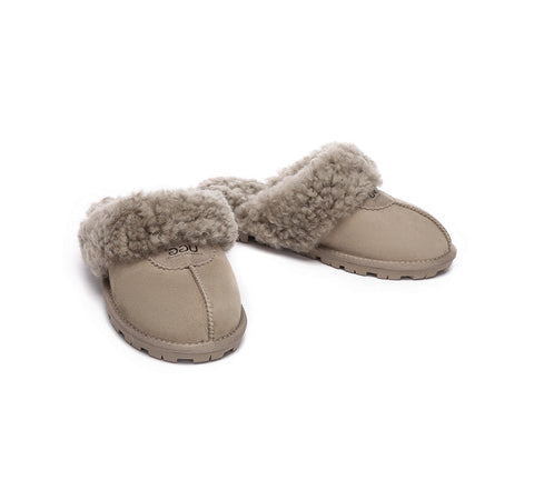 UGG Slippers - AS UGG Slipper Double Faced Sheepskin Waffle Curly