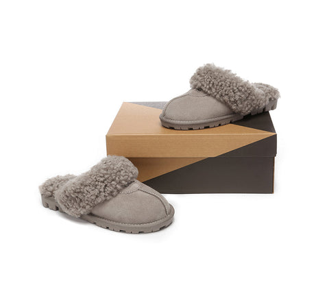 UGG Slippers - AS UGG Slipper Double Faced Sheepskin Waffle Curly