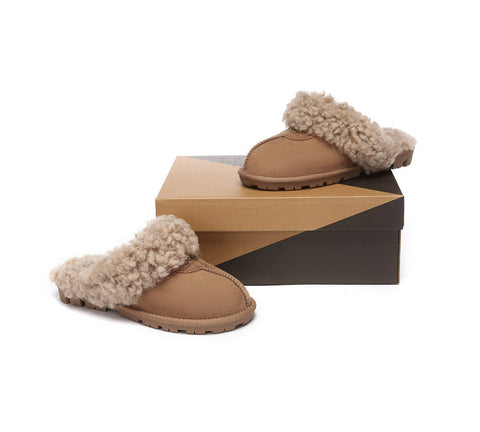 UGG Slippers - AS UGG Slipper Double Faced Sheepskin Waffle Curly
