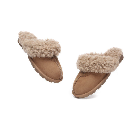 UGG Slippers - AS UGG Slipper Double Faced Sheepskin Waffle Curly