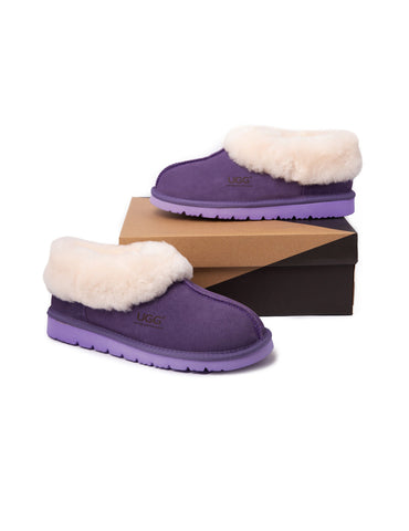 UGG Slippers - AS UGG Slippers Homey Unisex Sheepskin Purple Slippers